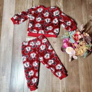 Disney Mickey Mouse Baby Boys Long Sleeve Top and Pants Faux Sherpa Set 2pc 18M